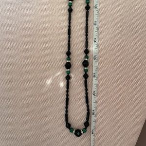 38" Long Black - Green - Sparkly Costume Necklace